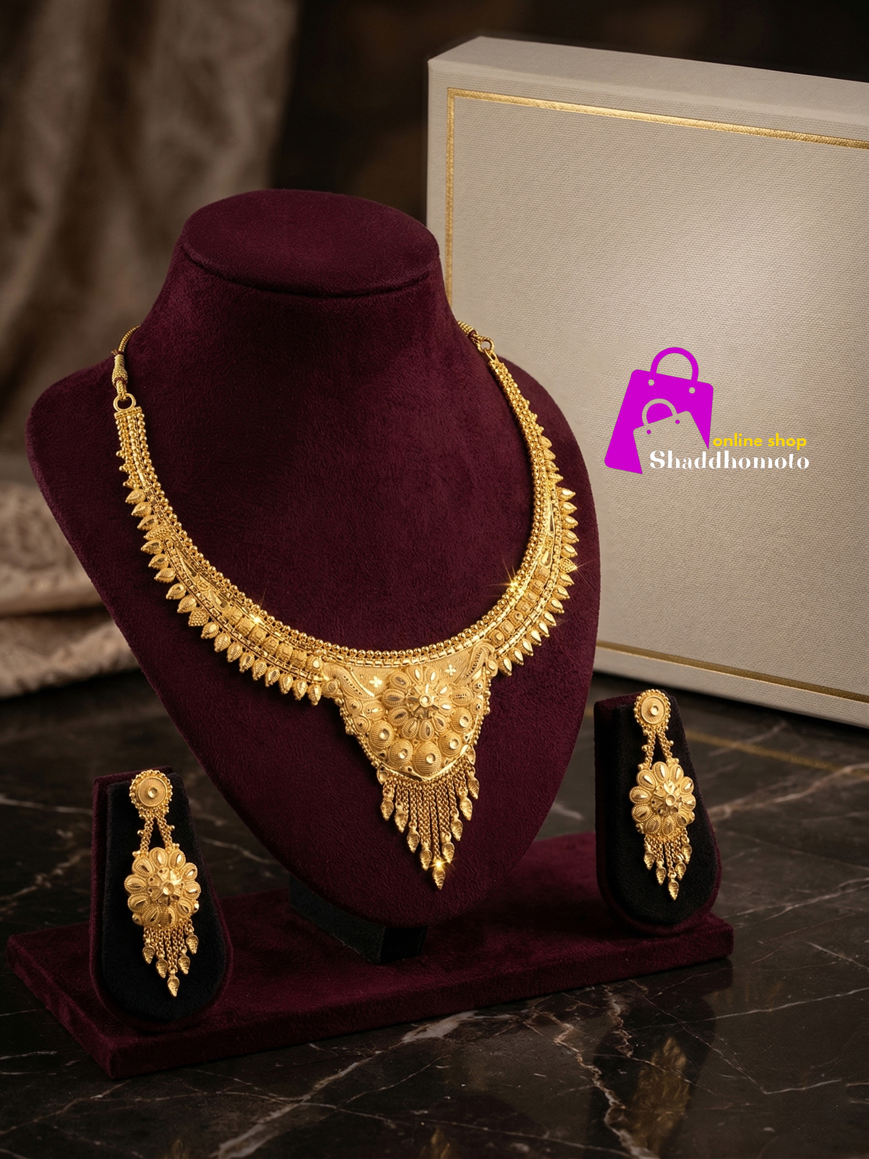 Dubai gold design necklace 005